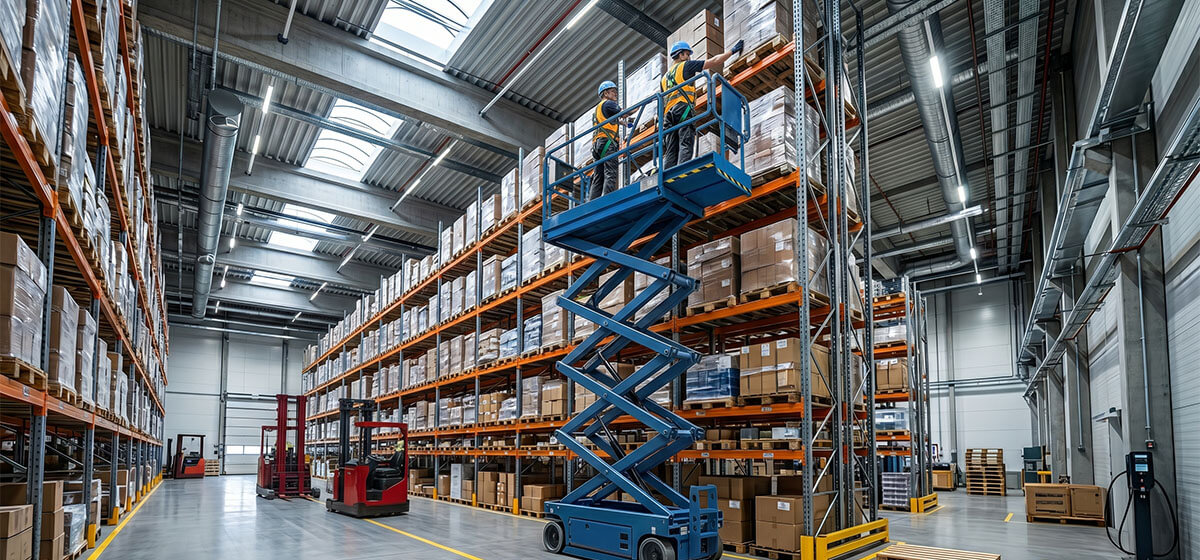 alquiler de plataforma tijera para bodegas altas
